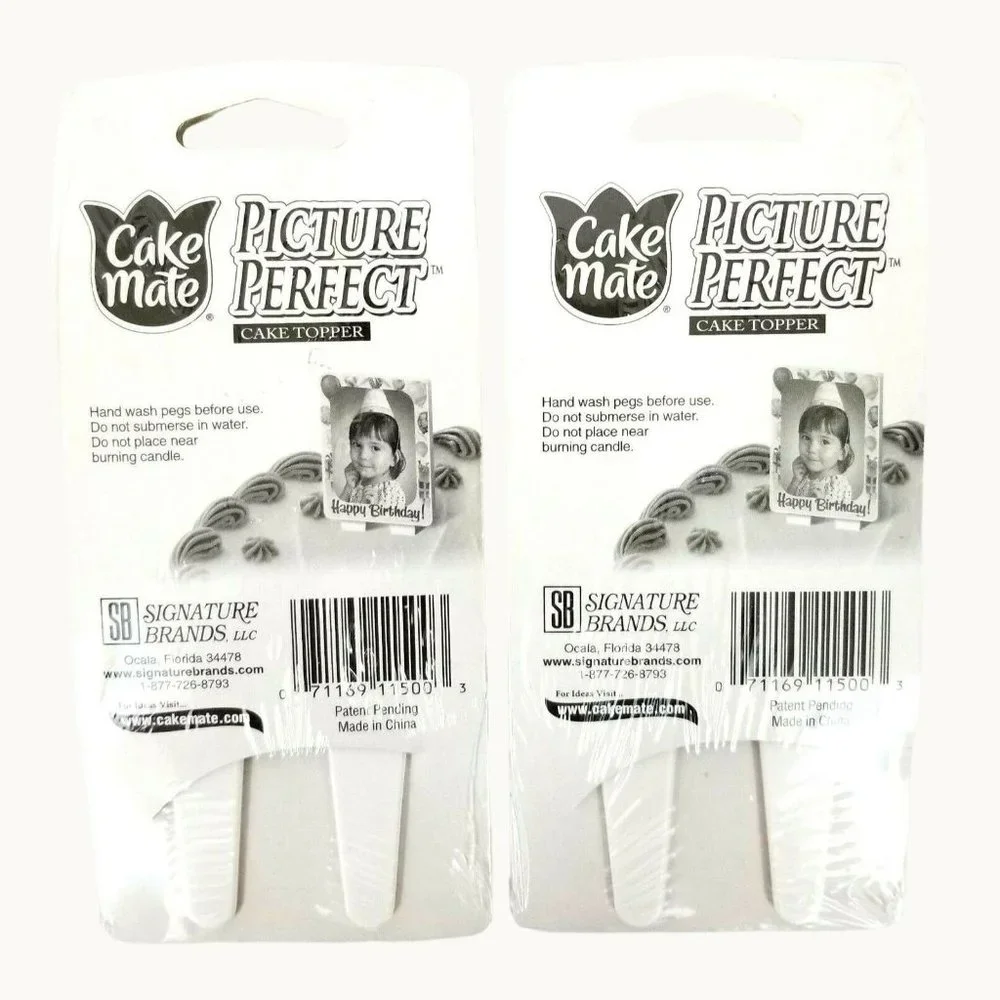 Cake Mate Picture Perfect Happy Birthday Cake Topper Picture Frame Set of 2 NEW
